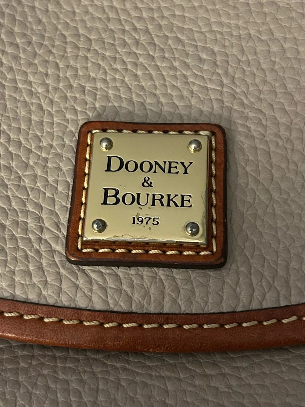Dooney & Bourke Pebbled Leather Crossbody in Taupe with Brown Trim